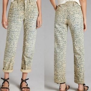 Anthropologie Pilcro Wanderer jean, aleopard print high waist 25